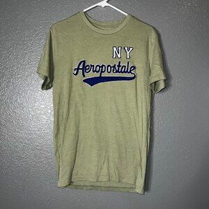 Aeropostale Mens Medium NY Logo Graphic Tee Green Casual T-Shirt M